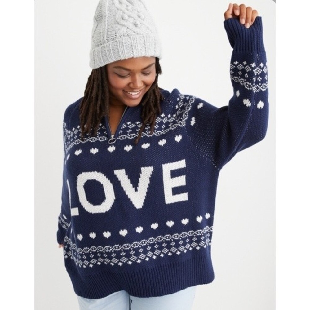 Aerie Festive Feels! Quarter Zip Sweater S